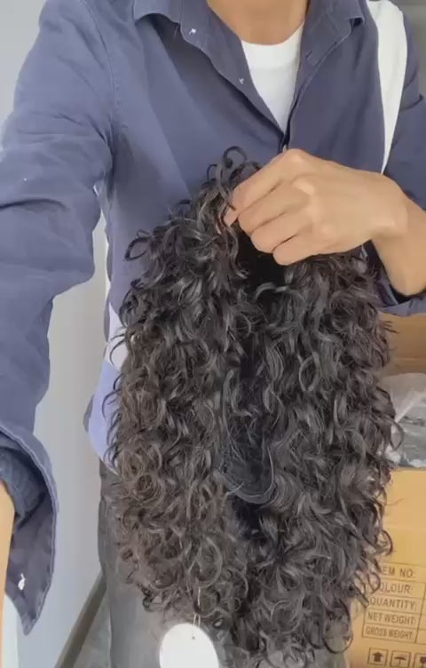 Water Wave Fringe Wig, Human Hair 12inch